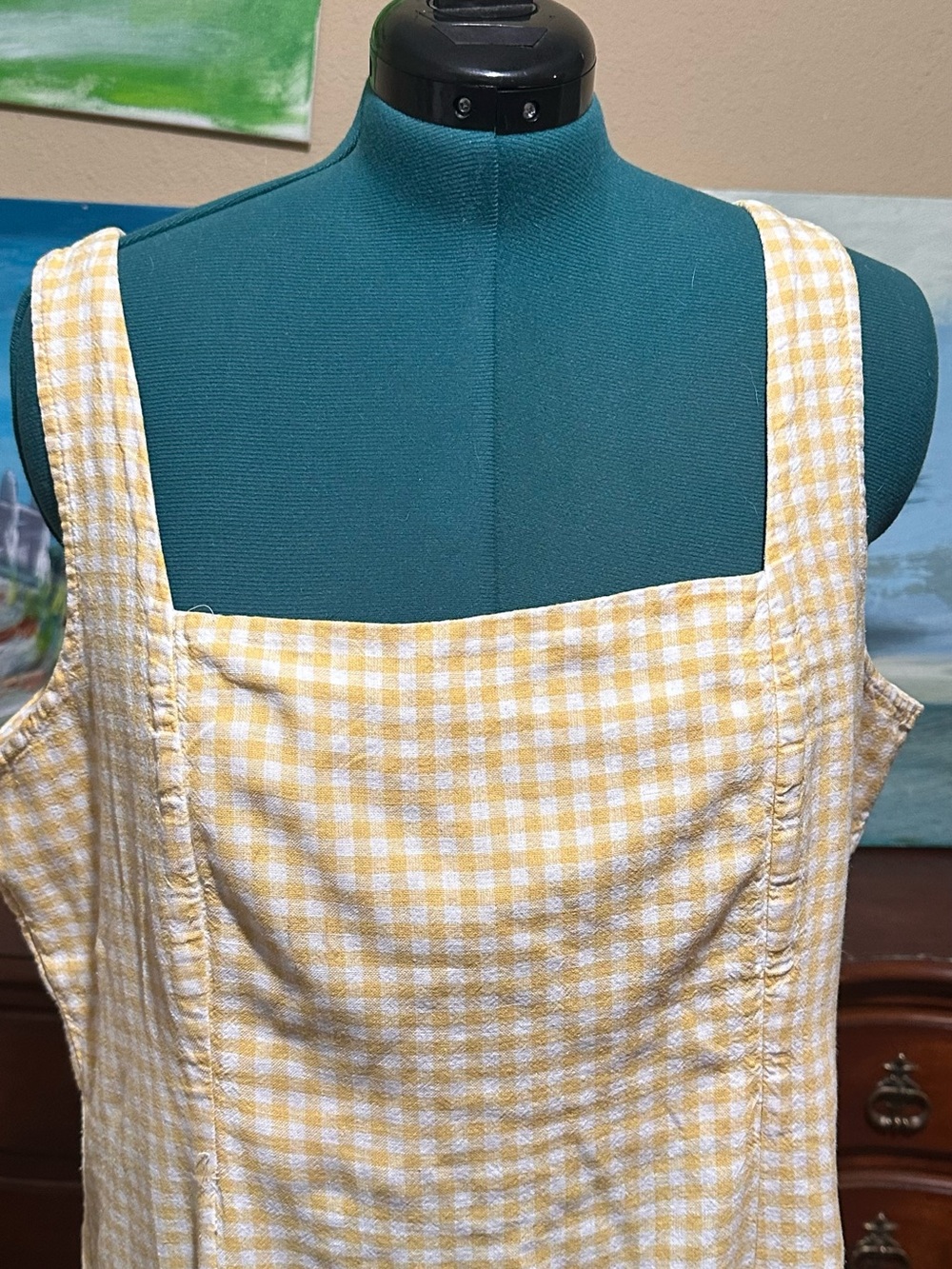 Old Navy Yellow Gingham Square-Neck Tank